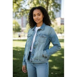 FatFace Tasha Denim Jacket‎ Women's 6 Light Blue Stretch Trucker Pockets Classic